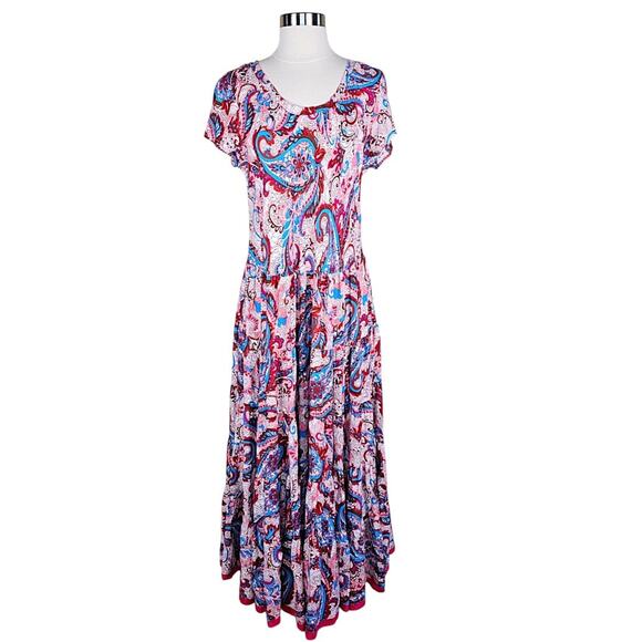 NEW Soft Surroundings Kara Flowy Jersey Midi Dress Framboise Paisley Size S - Picture 2 of 8